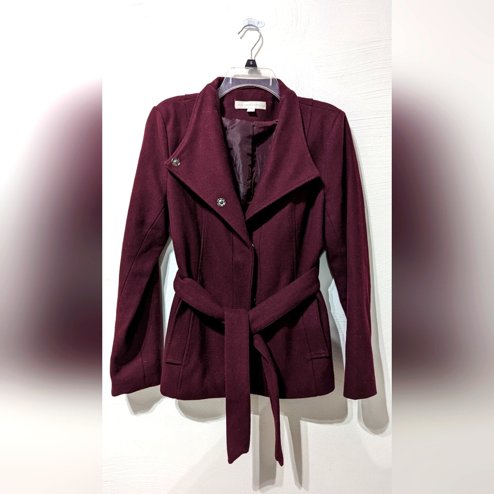 NYC lined burgundy winter coat -sm